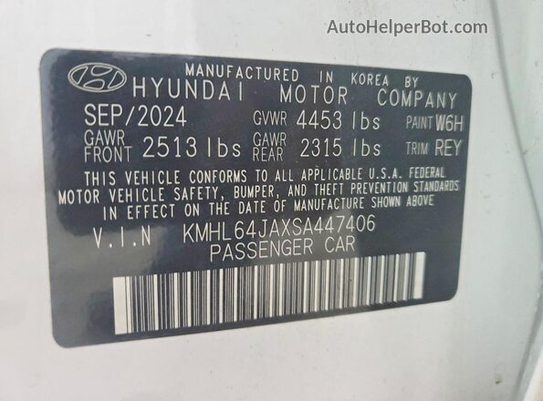 KMHL64JAXSA447406 2025 HYUNDAI SONATA White VIN sticker view