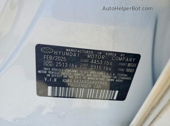 KMHL64JAXSA493995 2025 HYUNDAI SONATA Белый Вид наклейки с VIN-кодом