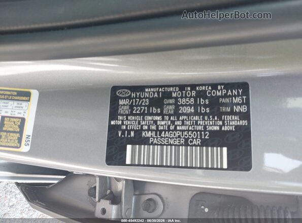 KMHLL4AG0PU550112 2023 HYUNDAI ELANTRA Серый Вид подкапотного пространства