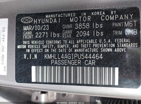 KMHLL4AG1PU544464 2023 HYUNDAI ELANTRA Gray Widok komory silnika