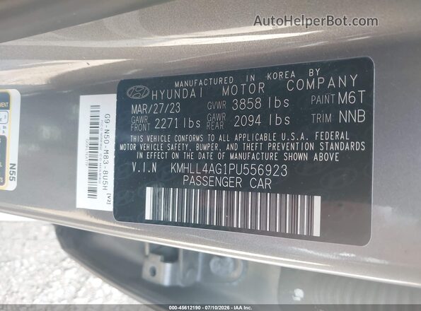 KMHLL4AG1PU556923 2023 HYUNDAI ELANTRA Серый Вид подкапотного пространства