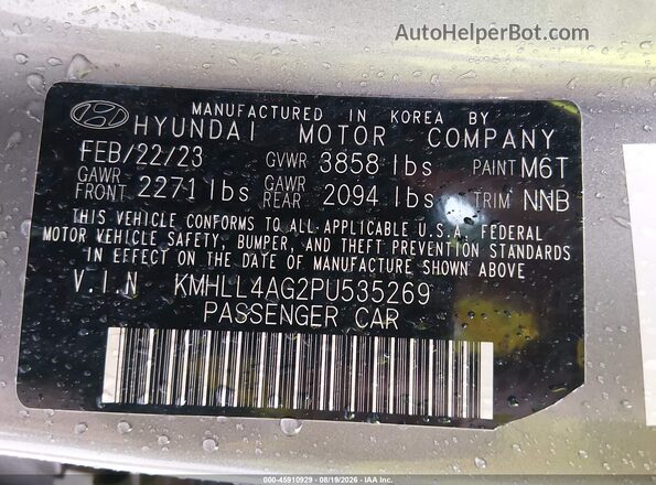 KMHLL4AG2PU535269 2023 HYUNDAI ELANTRA Gray Engine compartment view