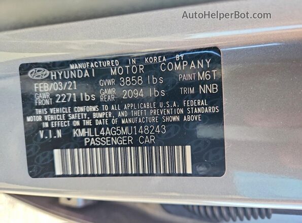 KMHLL4AG5MU148243 2021 HYUNDAI ELANTRA Silver Engine compartment view