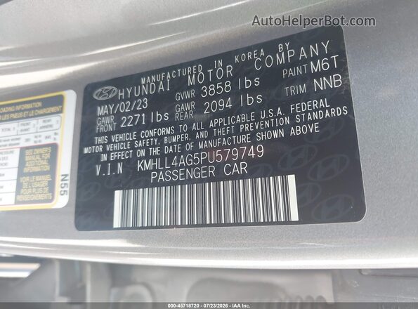 KMHLL4AG5PU579749 2023 HYUNDAI ELANTRA Gray Widok komory silnika