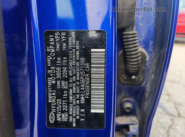 KMHLL4AG6PU571398 2023 HYUNDAI ELANTRA Blue Widok komory silnika