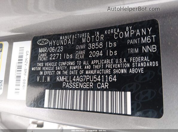 KMHLL4AG7PU541164 2023 HYUNDAI ELANTRA Gray Tył prawy