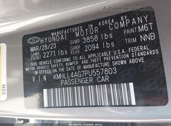 KMHLL4AG7PU557803 2023 HYUNDAI ELANTRA Silver Engine compartment view