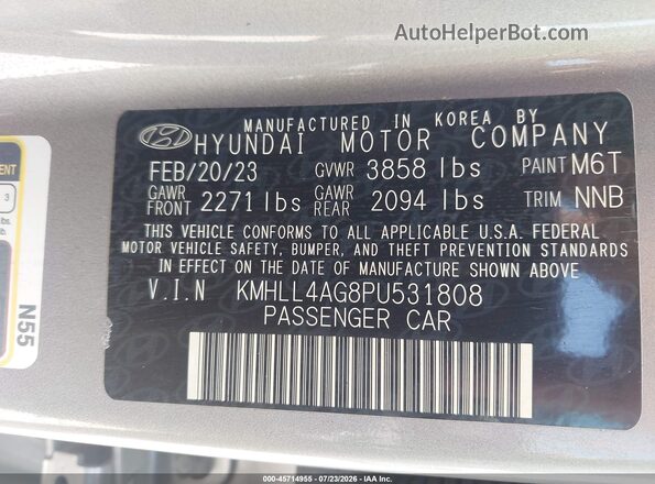 KMHLL4AG8PU531808 2023 HYUNDAI ELANTRA Серый Вид подкапотного пространства