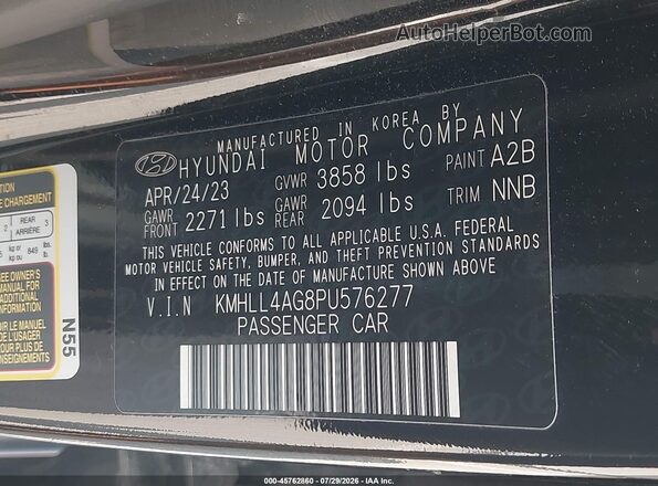KMHLL4AG8PU576277 2023 HYUNDAI ELANTRA Черный Вид подкапотного пространства