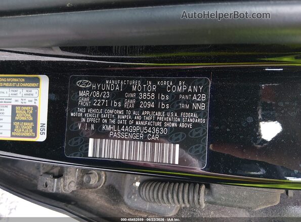 KMHLL4AG9PU543630 2023 HYUNDAI ELANTRA Black Вид підкапотного простору