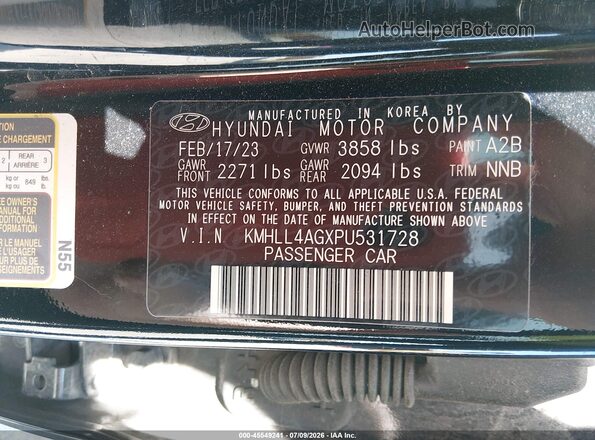 KMHLL4AGXPU531728 2023 HYUNDAI ELANTRA Black Engine compartment view