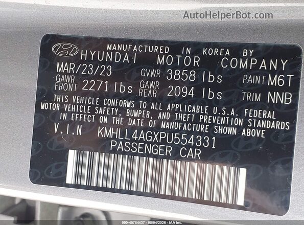 KMHLL4AGXPU554331 2023 HYUNDAI ELANTRA Silver ძრავის განყოფილების ხედი
