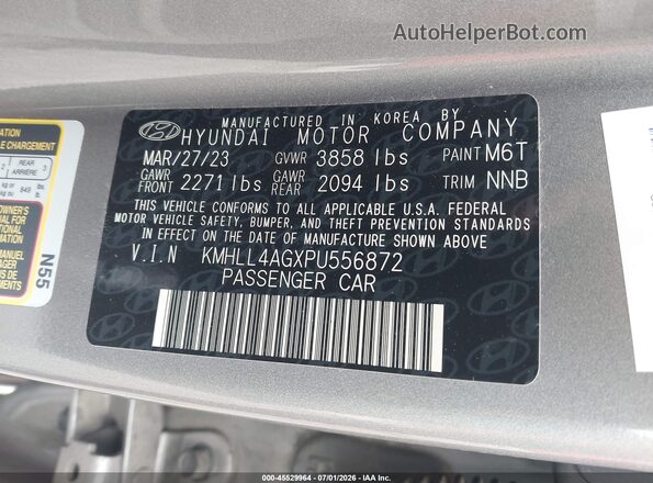 KMHLL4AGXPU556872 2023 HYUNDAI ELANTRA Gray Շարժիչի բաժամունքի տեսք