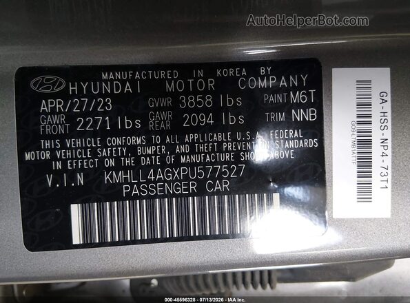 KMHLL4AGXPU577527 2023 HYUNDAI ELANTRA Серебряный Вид подкапотного пространства