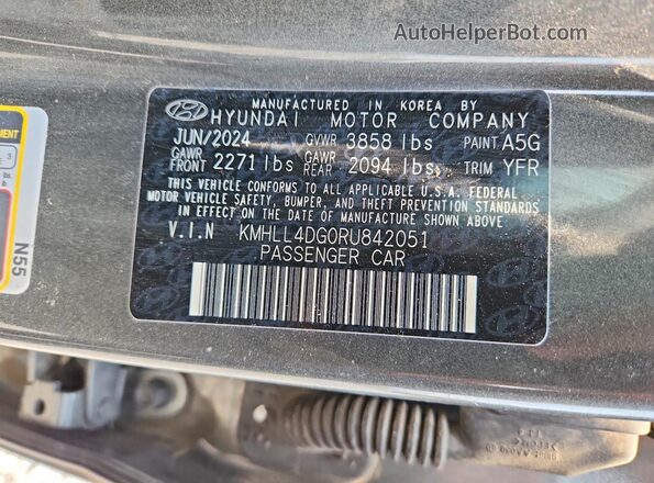 KMHLL4DG0RU842051 2024 HYUNDAI ELANTRA Gray Շարժիչի բաժամունքի տեսք