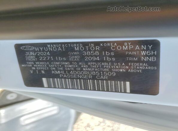KMHLL4DG0RU851509 2024 HYUNDAI ELANTRA White Vista de la etiqueta del VIN