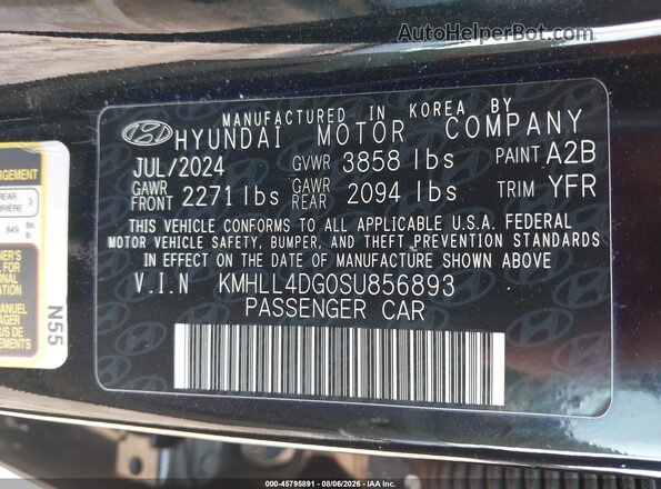 KMHLL4DG0SU856893 2025 HYUNDAI ELANTRA Black Engine compartment view