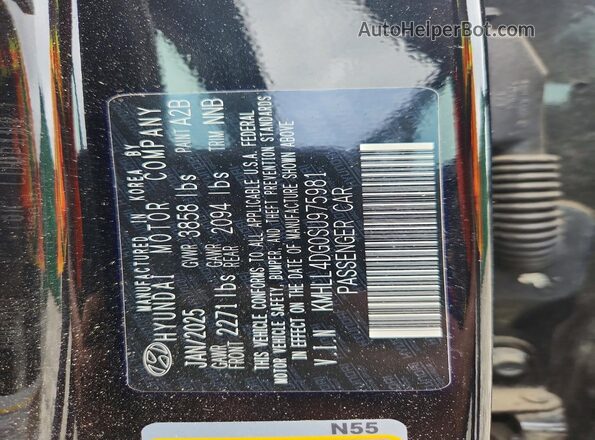 KMHLL4DG0SU975981 2025 HYUNDAI ELANTRA Black Շարժիչի բաժամունքի տեսք
