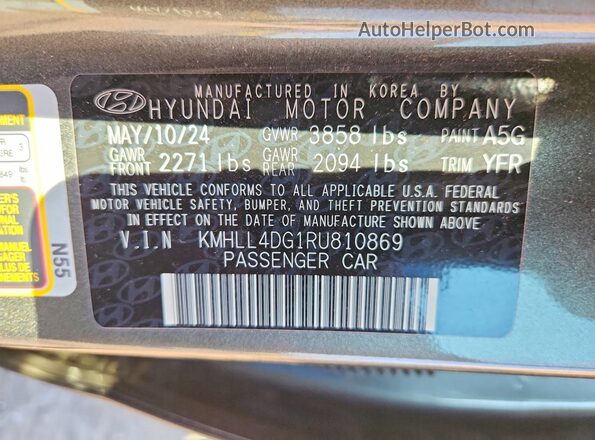 KMHLL4DG1RU810869 2024 HYUNDAI ELANTRA Gray VIN sticker view