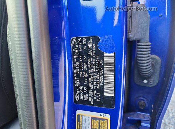 KMHLL4DG1SU053476 2025 HYUNDAI ELANTRA Синий Вид подкапотного пространства