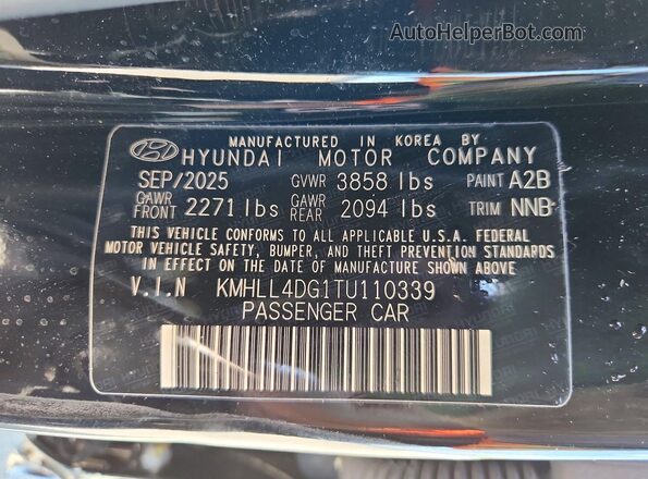 KMHLL4DG1TU110339 2026 HYUNDAI ELANTRA Black Вид підкапотного простору