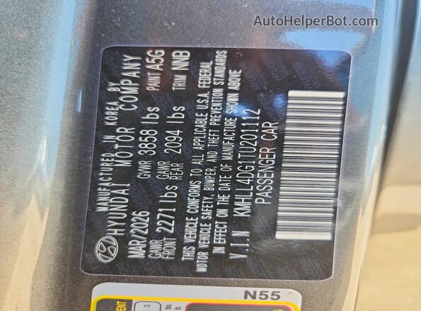 KMHLL4DG1TU201112 2026 HYUNDAI ELANTRA Black VIN կոդի պիտակի տեսք