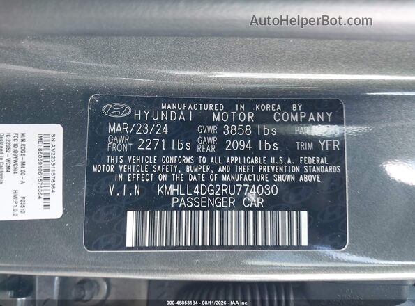 KMHLL4DG2RU774030 2024 HYUNDAI ELANTRA Gray Շարժիչի բաժամունքի տեսք