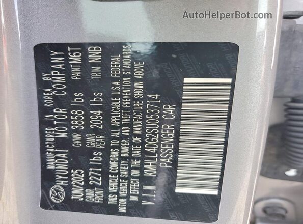 KMHLL4DG2SU053714 2025 HYUNDAI ELANTRA Silver ძრავის განყოფილების ხედი