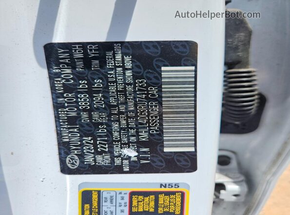 KMHLL4DG3RU741733 2024 HYUNDAI ELANTRA White VIN կոդի պիտակի տեսք