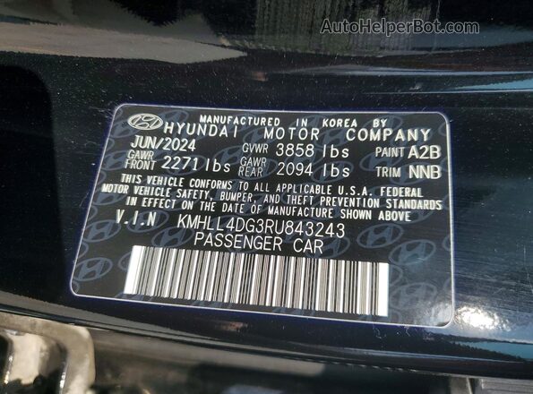 KMHLL4DG3RU843243 2024 HYUNDAI ELANTRA Black ძრავის განყოფილების ხედი