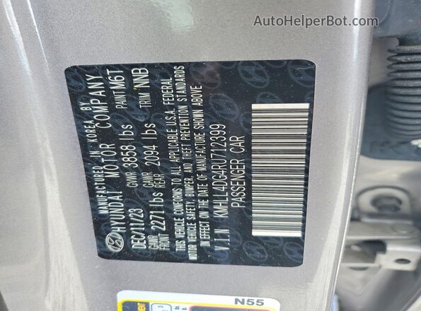 KMHLL4DG4RU712399 2024 HYUNDAI ELANTRA Gray VIN կոդի պիտակի տեսք