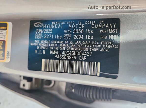 KMHLL4DG4SU054427 2025 HYUNDAI ELANTRA Gray Вид підкапотного простору