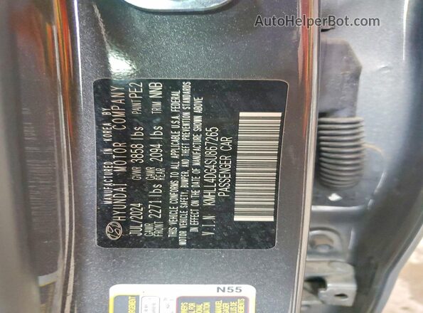 KMHLL4DG4SU867265 2025 HYUNDAI ELANTRA Gray VIN կոդի պիտակի տեսք