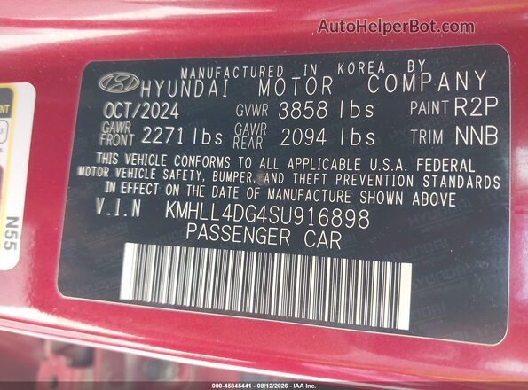 KMHLL4DG4SU916898 2025 HYUNDAI ELANTRA Red Вид підкапотного простору