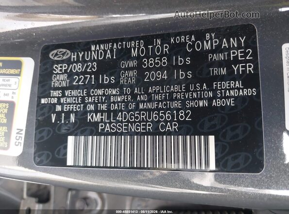 KMHLL4DG5RU656182 2024 HYUNDAI ELANTRA Gray Widok komory silnika