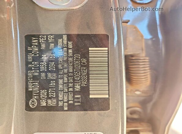 KMHLL4DG5TU206720 2026 HYUNDAI ELANTRA Gray Շարժիչի բաժամունքի տեսք
