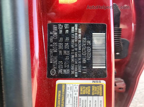 KMHLL4DG7RU741654 2024 HYUNDAI ELANTRA Burgundy Vista del compartimento del motor