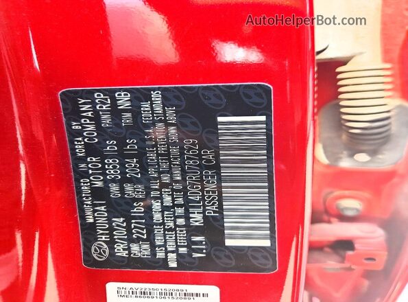 KMHLL4DG7RU787629 2024 HYUNDAI ELANTRA Красный Вид подкапотного пространства