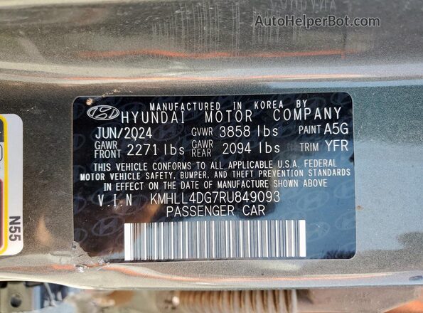 KMHLL4DG7RU849093 2024 HYUNDAI ELANTRA Gray Widok komory silnika