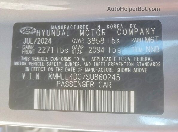 KMHLL4DG7SU860245 2025 HYUNDAI ELANTRA Silver VIN sticker view