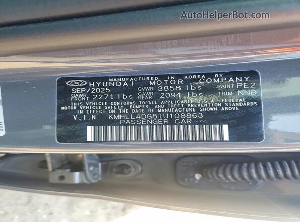 KMHLL4DG8TU108863 2026 HYUNDAI ELANTRA Gray Շարժիչի բաժամունքի տեսք