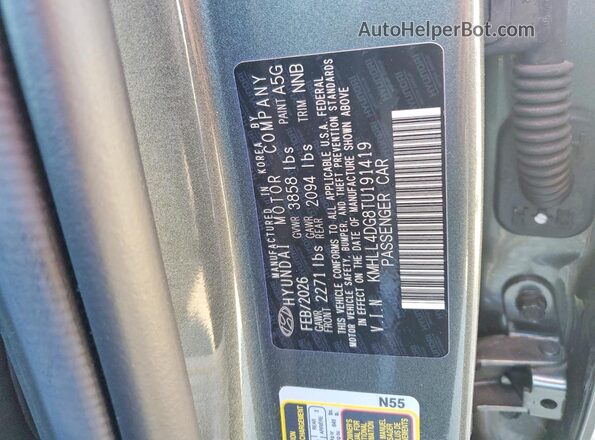 KMHLL4DG8TU191419 2026 HYUNDAI ELANTRA Gray Vista del compartimento del motor