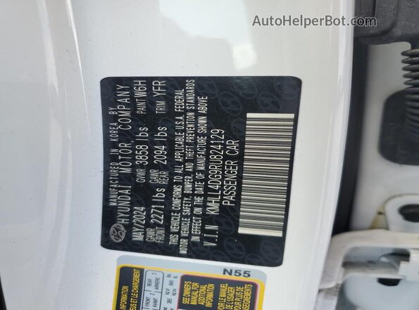 KMHLL4DG9RU824129 2024 HYUNDAI ELANTRA White Вид наклейки з VIN-кодом