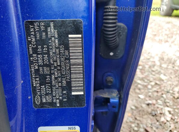 KMHLL4DGXRU821465 2024 HYUNDAI ELANTRA Blue VIN կոդի պիտակի տեսք
