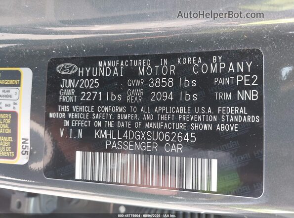 KMHLL4DGXSU062645 2025 HYUNDAI ELANTRA Gray ძრავის განყოფილების ხედი