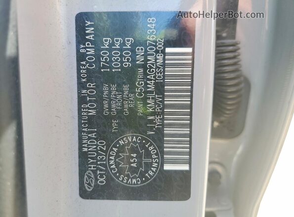 KMHLM4AG2MU076348 2021 HYUNDAI ELANTRA Silver VIN կոդի պիտակի տեսք