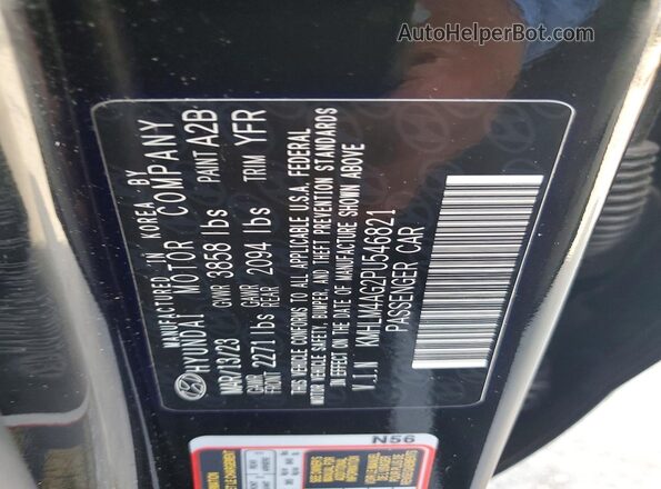 KMHLM4AG2PU546821 2023 HYUNDAI ELANTRA Black VIN კოდის სტიკერის ხედი
