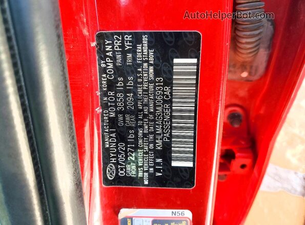KMHLM4AG3MU069313 2021 HYUNDAI ELANTRA Red ძრავის განყოფილების ხედი