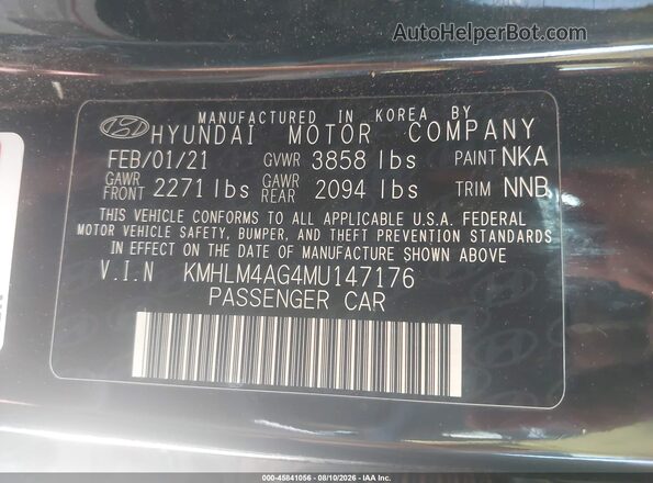KMHLM4AG4MU147176 2021 HYUNDAI ELANTRA Black Vista del compartimento del motor