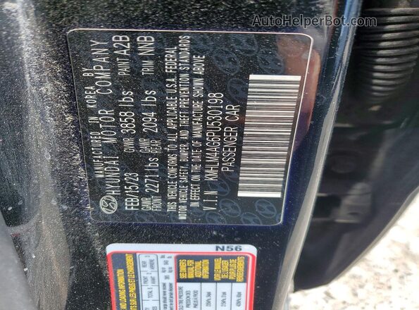 KMHLM4AG6PU530198 2023 HYUNDAI ELANTRA Black Vista de la etiqueta del VIN